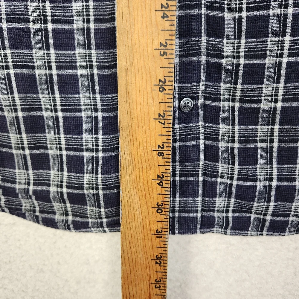 Banana Republic Slim Fit Men XL Blue/White Madras Plaid Doub Weave Button Shirt